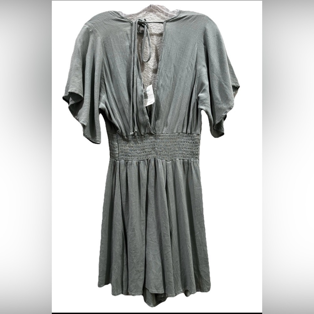 Final Touch Rayon Romper in Sage - Picture 3 of 5